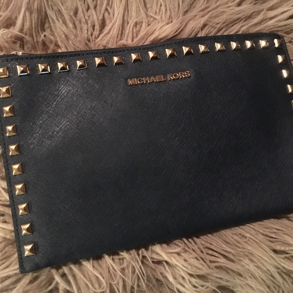 Michael Kors Studded Navy Clutch - Picture 4 of 6
